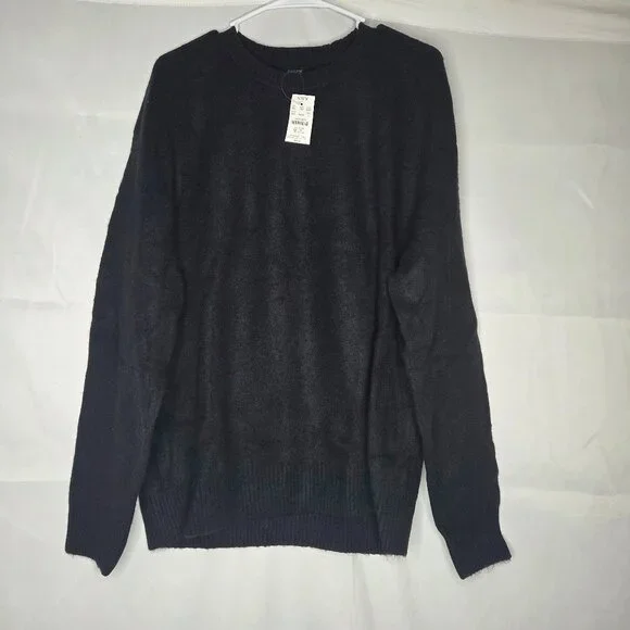 J. Crew Men's Black Crewneck Sweater in extra-soft yarn Large - Picture 2 of 4